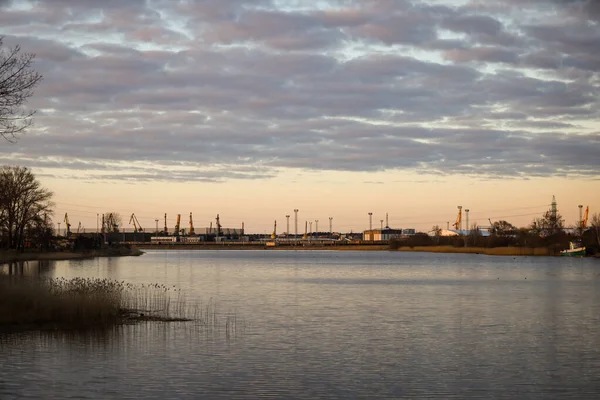 Landelijk Uitzicht Stad Met Avond Zonsondergang — Stockfoto