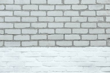 Açık gri tuğla duvar arka planı. Eski kare doku yatay, boşluğu kopyala.