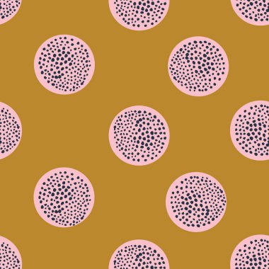 Hardal ve pembe oyuncu nokta, beneksiz desen, moda için mükemmel, ev, durağan, çocuklar.. 