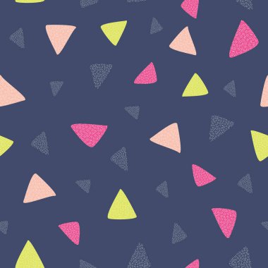 Mavi arka planı olan üçgensiz bir vektör. Kumaş, duvar kağıdı, davetiyeler, koleksiyon defteri, ev eşyaları, çocuklar için mükemmel..