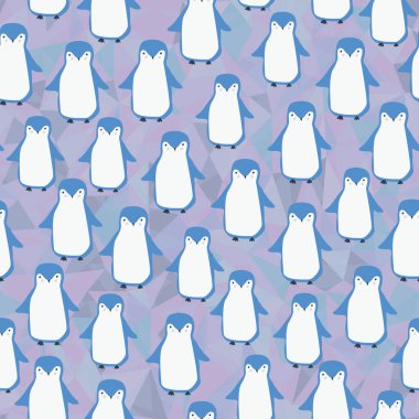 Penguen pastel vektör tekrarlama kalıbı. Albüm, duvar kağıdı, kırtasiye, ev eşyaları için mükemmel. Kusursuz yazdırma. 
