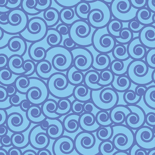 Blue wave swirl vector repeat pattern design — Stock Vector