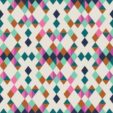 Renkli geometrik elmas pürüzsüz tekrar deseni. Modern duvar kağıtları, arka planlar, davetiyeler, ambalaj tasarımı projeleri için harika. Yüzey deseni tasarımı.