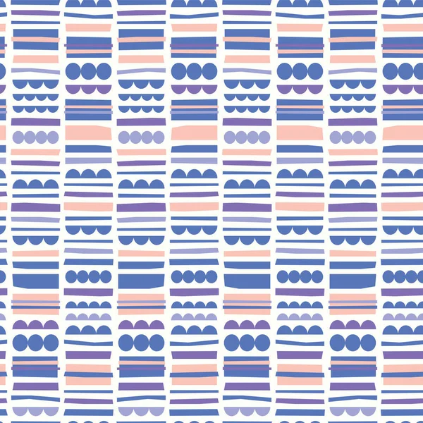 Blauwe en roze onregelmatige vormen gestapeld in verticale strepen. Patroon voor achtergronden, stof, verpakking, textiel, behang, kleding. Vectorillustratie — Stockvector
