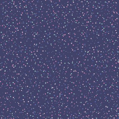 Mavi arka planda renkli yıldızlar. Kumaş, arkaplan, ambalaj, tekstil, duvar kâğıdı, giysi deseni. Vektör illüstrasyonu