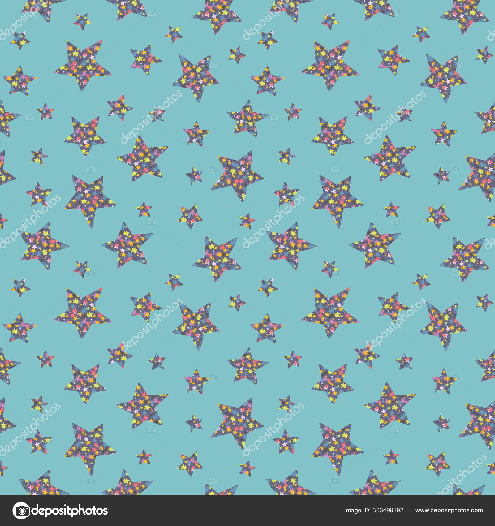 Bunte, unregelmäßige Sterne mit Sternmuster füllen sich auf blauem  Hintergrund. Muster für Stoff, Hintergründe, Verpackung, Textilien,  Tapeten, Bekleidung. Vektorillustration Stock-Vektorbild von  ©louiseparrdesign@gmail.com 363499192, image size:1600x1700