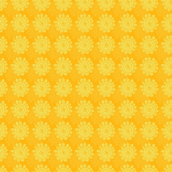 Répétition vectorielle florale estivale jaune et orange édifiante. Modèle pour tissu, milieux, emballage, textile, papier peint, vêtements. Illustration vectorielle — Image vectorielle