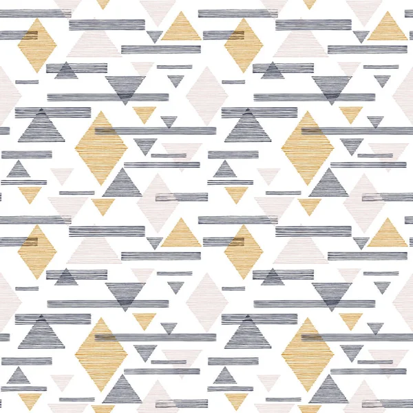 Elmas, üçgen ve çizgi vektör tekrar deseni. Navajo, Aztec, etnik, hipster fon. Ev dekorasyonu, ambalaj, çocuklar, tekstil için harika..