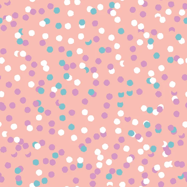 Spotty circulaire confetti vector herhaal patroon met getextureerde vulling. Circle dot naadloos patroon, perfect voor mode, thuis, stationair, kinderen. — Stockvector