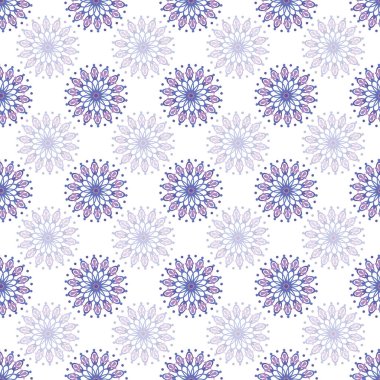 Tonal geometrik çiçekleri ve yıldızları. Kumaş, arkaplan, ambalaj, tekstil, duvar kâğıdı, giysi deseni. Vektör illüstrasyonu.