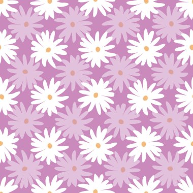 Papatya çayırı bahar çiçekleri açar. Vektör tekrar. Ev dekorasyonu, ambalaj, hatıra defteri, duvar kağıdı, hediye, çocuklar, giysi için harika.. 