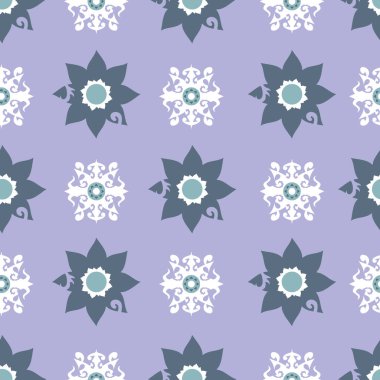 Çiçek desenli kaleydoskop fayansları. Vektör tekrar. Ev dekorasyonu, ambalaj, hatıra defteri, duvar kağıdı, hediye, çocuklar, giysi için harika.. 
