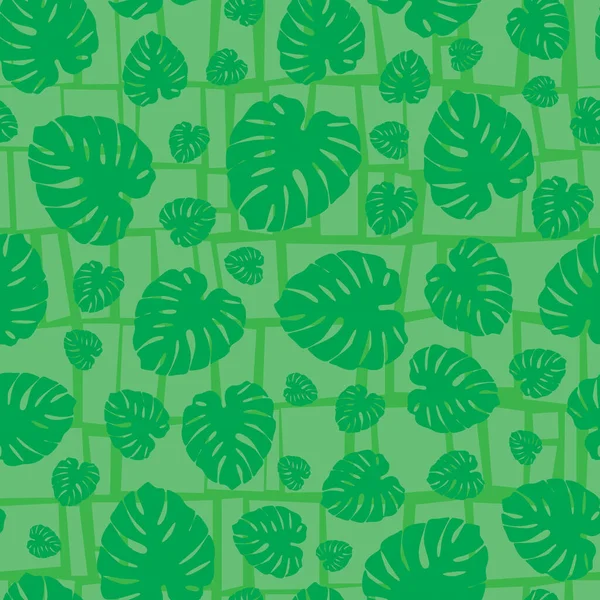 Ostväxt exotiska tropiska monstera hus växtblad. Vektorupprepat mönster. Perfekt för kläder, inredning, bakgrunder, tapeter. — Stock vektor