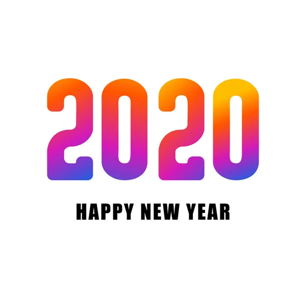 Feliz Ano Novo 2020 design de texto colorido. Capa de diário de negócios para 2020. Modelo de design de folheto, cartão de Natal, banner de venda. Ilustração de Natal vetorial sobre fundo branco —  Vetores de Stock