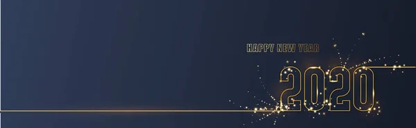 2020 Новый год. Элегантный золотой текст со светом. Праздничная векторная иллюстрация золотых чисел 2020 года. Праздничный дизайн плаката или баннера . — стоковый вектор