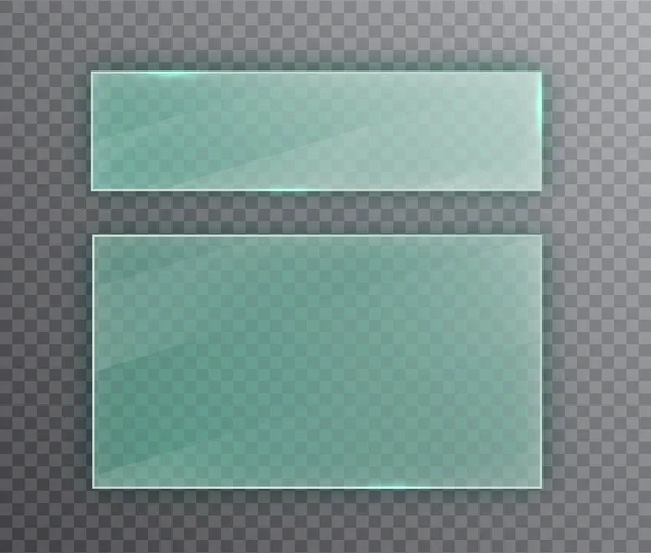Collection de cadres en verre. Bannière en verre transparent réaliste avec éblouissement. Élément de conception vectorielle . — Image vectorielle