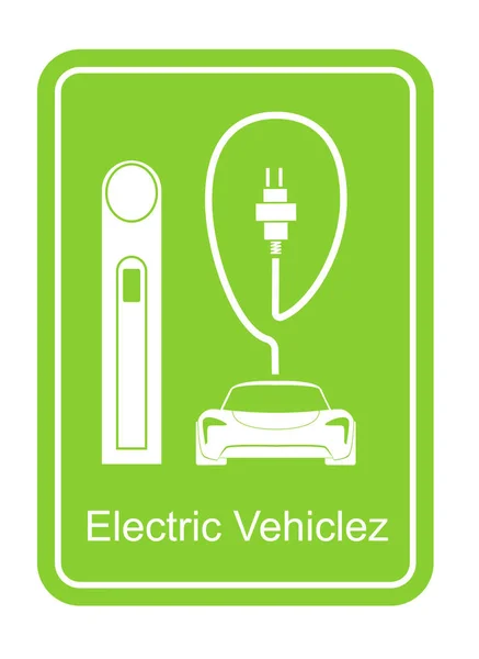 Road sign template of car charging station with a set of icons. vector illustration. flat design — Stock Vector