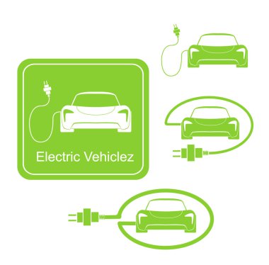 Yol işareti şablon / araç şarj istasyonu simgeleri bir dizi. vektör çizim. düz tasarım
