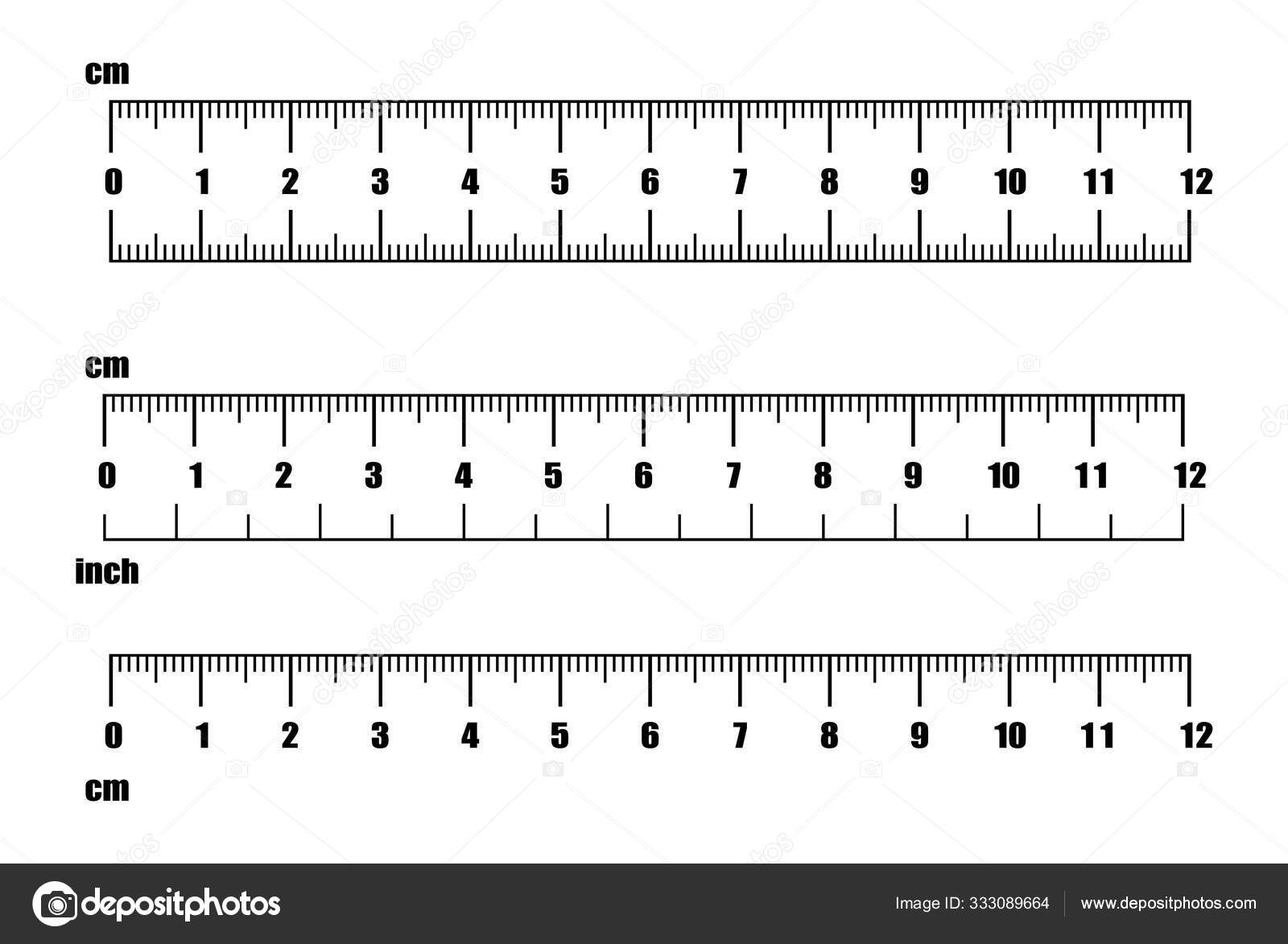 Règles pouces et métriques. Centimètres et pouces mesurant l'échelle cm métriques indicateur