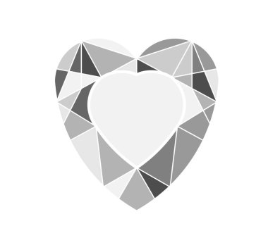  Kalp Elmas şekli. Mücevher elementi şablonu. Tasarım için kristal simgeleri.