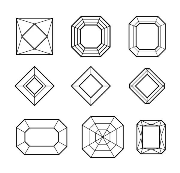 Vector set of diamond design elements. Stone shapes against — Stock Vector