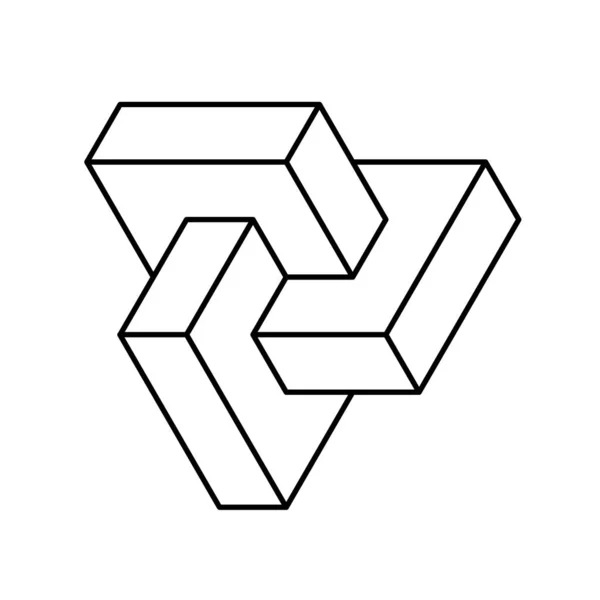 Omöjlig form, optisk illusion. Geometriska optiska illusionsformer för logotyp eller identitet — Stock vektor
