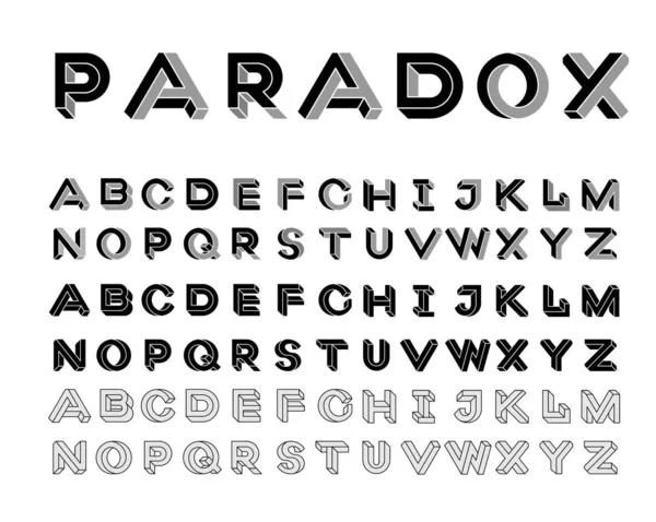Paradoxe Form Schrift. Buchstaben unmöglich. Satz von Vektorbuchstaben, die auf der Grundlage paradoxer isometrischer Ansichten konstruiert wurden. Vektor Abbildung 10 eps — Stockvektor