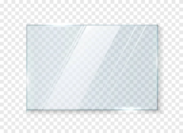 Janela de vidro isolada sobre fundo branco. Placas de vidro. Bandeiras de vidro em fundo transparente. Ilustração vetorial — Vetor de Stock