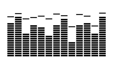 Siyah müzik ses dalgaları. Ses teknolojisi, müzikal nabız. Tasarım ve modelleme için vektör nesnesi.