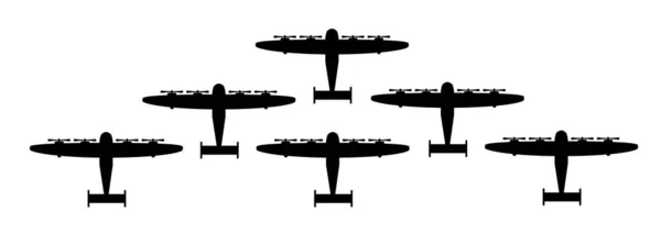 Flugzeug Bomber übersät Linie Route. Linienflug-Abfangverbindung. — Stockvektor