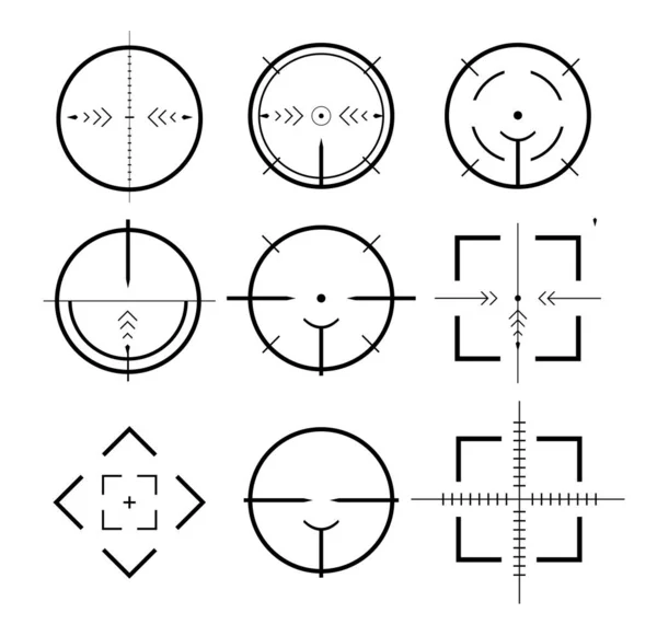 Destinos e destino do conjunto de ícones. Alvo e alvo, mira e mira. Ilustração vetorial para web design —  Vetores de Stock