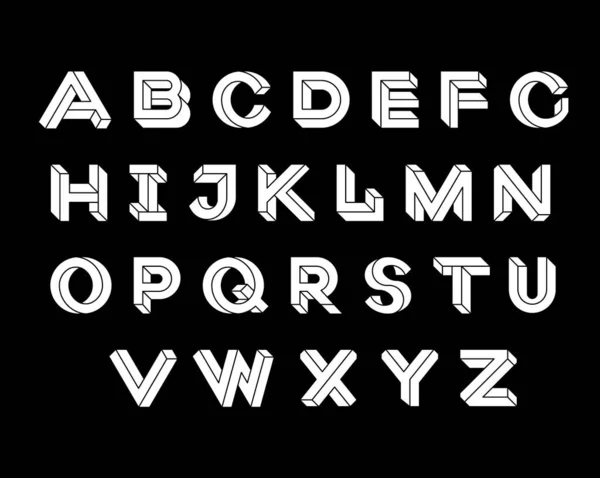 Unmögliche Buchstaben. Unmögliche Form Schrift. Geometrische Isometrische Grafiken. Schwarze Buchstaben auf weißem Hintergrund. Vektorabbildung 10 eps — Stockvektor