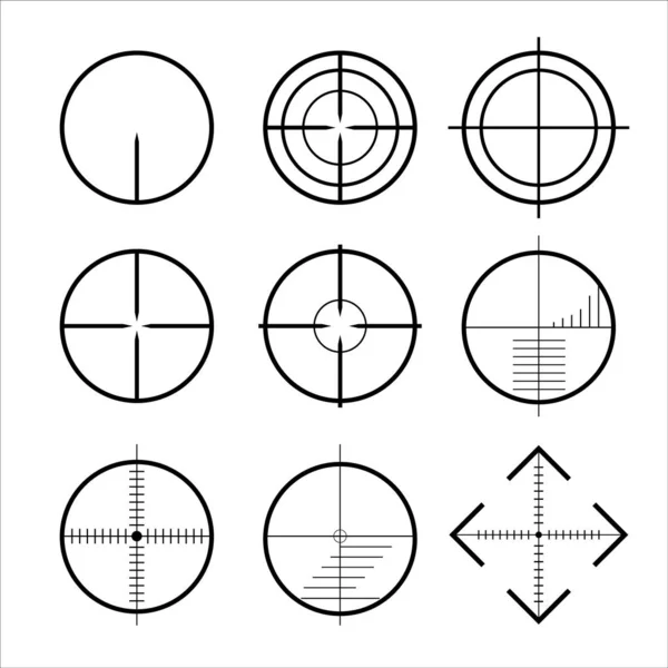 Destinos e destino do conjunto de ícones. Alvo e alvo, mira e mira. Ilustração vetorial para web design —  Vetores de Stock