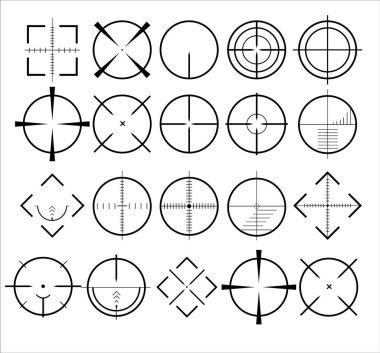 hedef ve hedef simge seti. Hedef al ve nişan al, hedef al ve hedef al. Web tasarımı için vektör illüstrasyonu