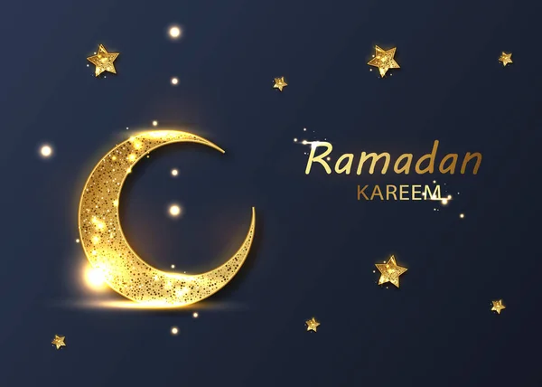 Ramadan wenskaart op donkere achtergrond. Ramadan Kareem betekent dat Ramadan gul is. — Stockvector