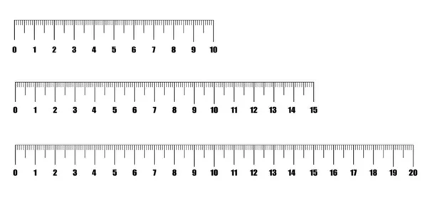 Régulateurs Pouce et règles métriques. Outil de mesure. Échelle pour une règle en pouces et centimètres. Échelles de mesure . — Image vectorielle