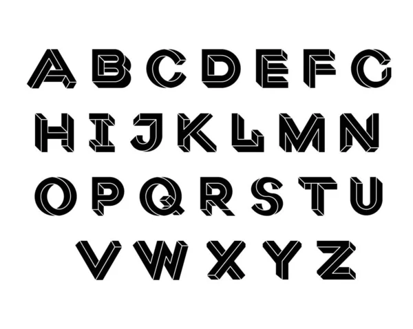不可能幾何学の文字。不可能形状フォント。幾何学的等位グラフィックス。白い背景に黒い文字。ベクトル図10 EPS — ストックベクタ