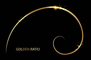 Altın oran şablonu sarmalı. Şablon vektör orantı simgesi veya işareti. Gometrik spiral logo. Vektör simgesi