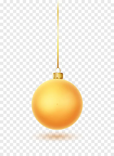 Χρυσή Χριστουγεννιάτικη μπάλα με κορδέλα και φιόγκο. Ρεαλιστικό απομονωμένο διάνυσμα. Νέο έτος διακόσμηση παιχνιδιών. Στοιχείο διακόσμησης διακοπών — Διανυσματικό Αρχείο