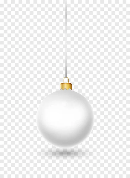 Bola blanca de Navidad con cinta y lazo. Vector aislado realista. Año nuevo decoración de juguetes. elemento de decoración de vacaciones — Vector de stock