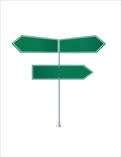 Panneaux vierges. Au carrefour. pointant dans la direction opposée à l'emplacement des objets de navigation . — Image vectorielle