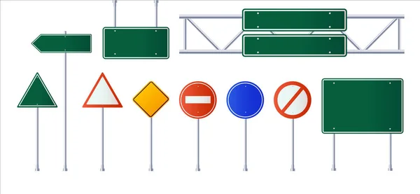 Set of road signs isolated on white background. — Stock Vector