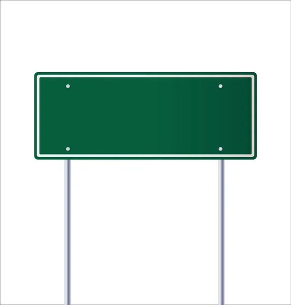 Beyaz üzerinde boş yeşil trafik tabelası — Stok Vektör