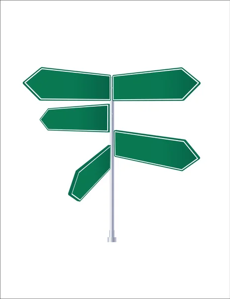 Road blank signs. Crossroads. pointing in the opposite direction to the location of navigation objects. — Stock Vector