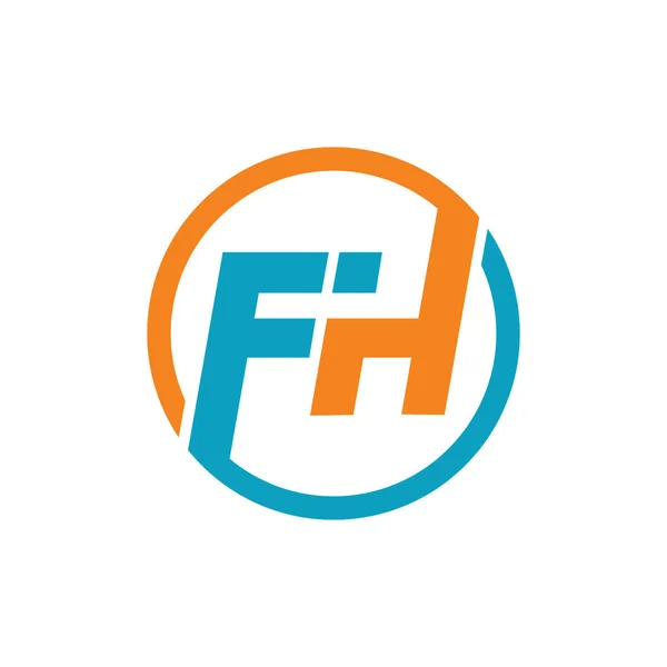 Disegno vettoriale iniziale del logo fh o hf — Vettoriale Stock