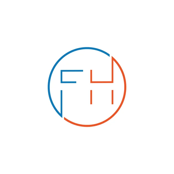 Disegno vettoriale iniziale del logo fh o hf — Vettoriale Stock