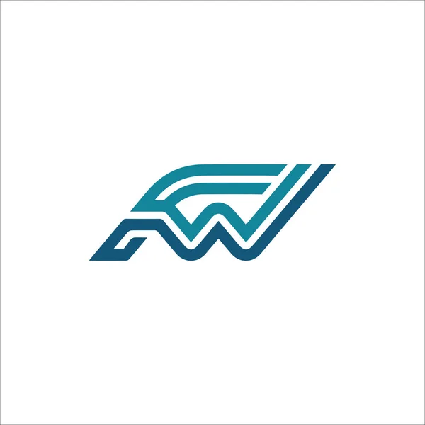 Modello iniziale di disegno vettoriale del logo fw o wf — Vettoriale Stock