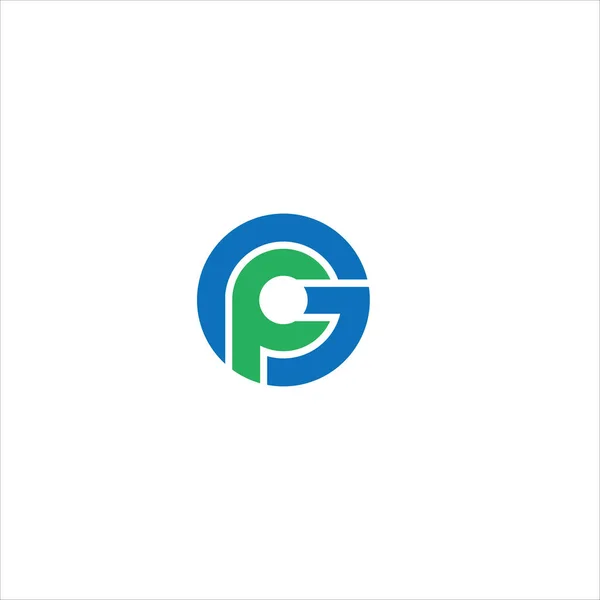 Modello iniziale di disegno del logo gp o pg — Vettoriale Stock
