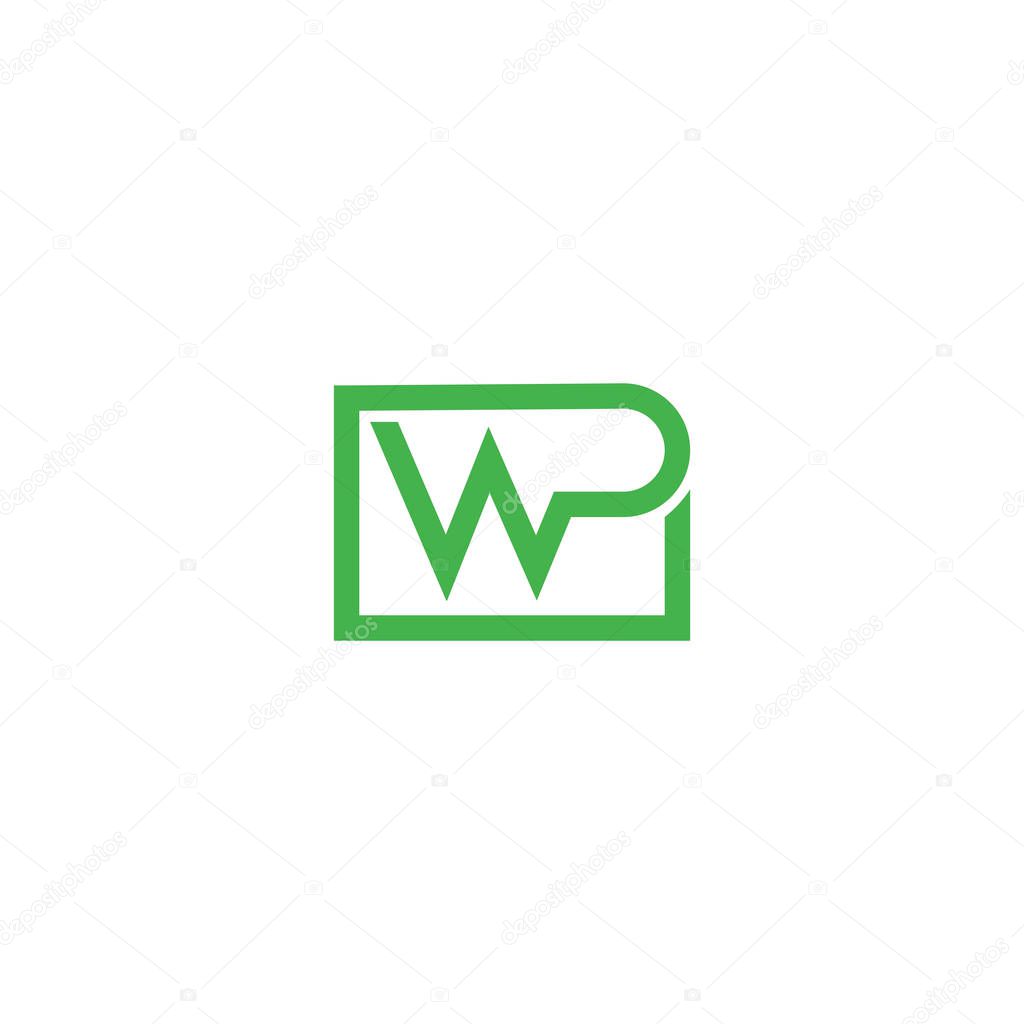 Initial letter wp or pw logo vector design