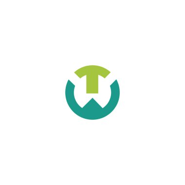 İlk harf wt logo veya tw logo vektör tasarım şablonu
